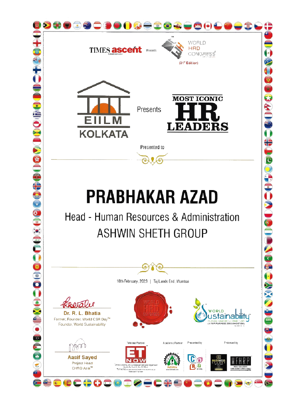 Prabhakar Azad - World HRD Congress
